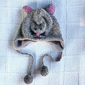 Wool Mouse Trapper Hat Delux Kids‎ One Size Knit Lined Animal Hats Winter